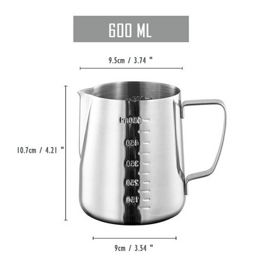 350 / 600 ml-es rozsdamentes acél konyhai otthoni fogantyús kávéfüzér csésze kancsó kávémérleggel.