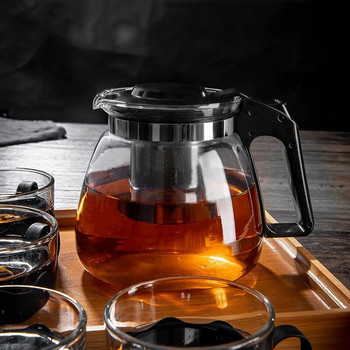 1000/2000 ML топлоустойчив стъклен чайник Отопляем контейнер Чайник Добър прозрачен чайник с голям капацитет с филтърни кошници