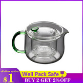 HMLOVE üveg, átlátszó edényszűrő kínai teaszertartás tearuházati készletek csésze magas bórtartalmú szilikon japán teáskanna vízforraló 600 ml