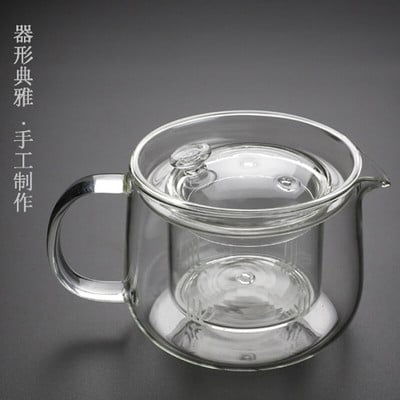 HMLOVE üveg, átlátszó edényszűrő kínai teaszertartás tearuházati készletek csésze magas bórtartalmú szilikon japán teáskanna vízforraló 600 ml