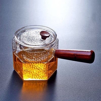 HMLOVE üveg, átlátszó edényszűrő kínai teaszertartás tearuházati készletek csésze magas bórtartalmú szilikon japán teáskanna vízforraló 600 ml