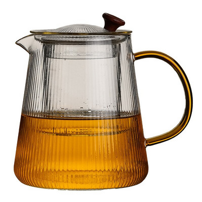 HMLOVE üveg, átlátszó edényszűrő kínai teaszertartás tearuházati készletek csésze magas bórtartalmú szilikon japán teáskanna vízforraló 600 ml