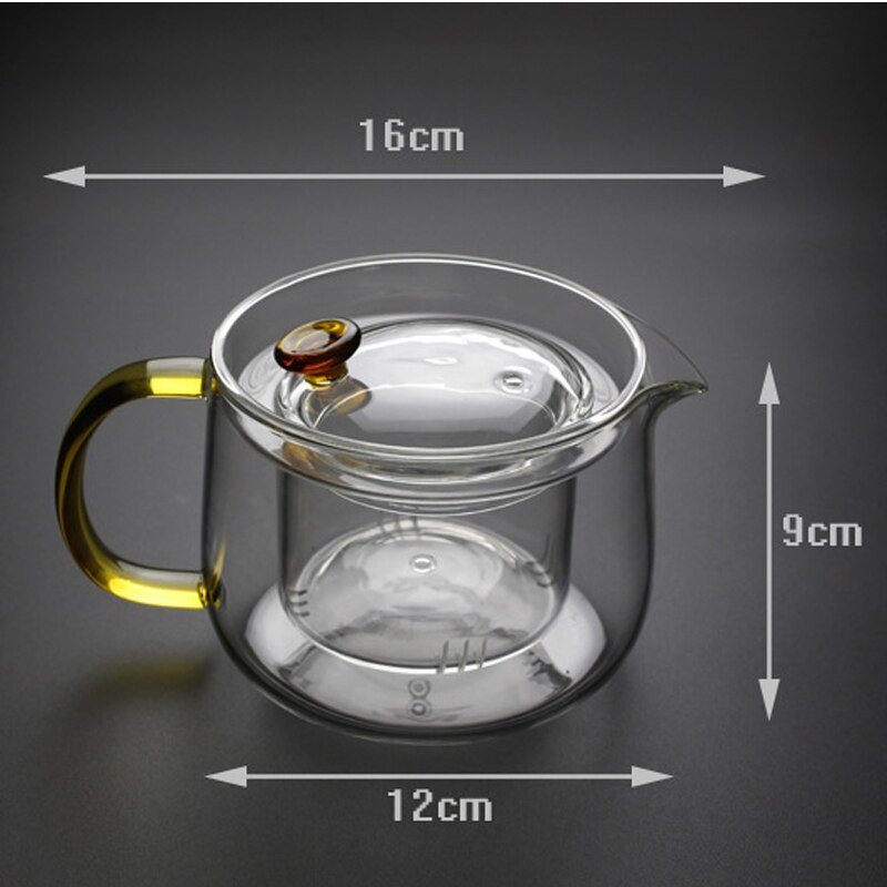 HMLOVE üveg, átlátszó edényszűrő kínai teaszertartás tearuházati készletek csésze magas bórtartalmú szilikon japán teáskanna vízforraló 600 ml