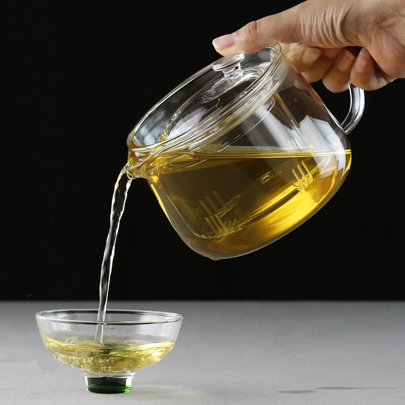 HMLOVE üveg, átlátszó edényszűrő kínai teaszertartás tearuházati készletek csésze magas bórtartalmú szilikon japán teáskanna vízforraló 600 ml