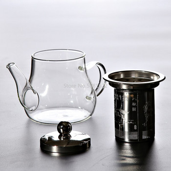 Топлоустойчив стъклен чайник с инфузер Чайник Стъклен комплект за чай