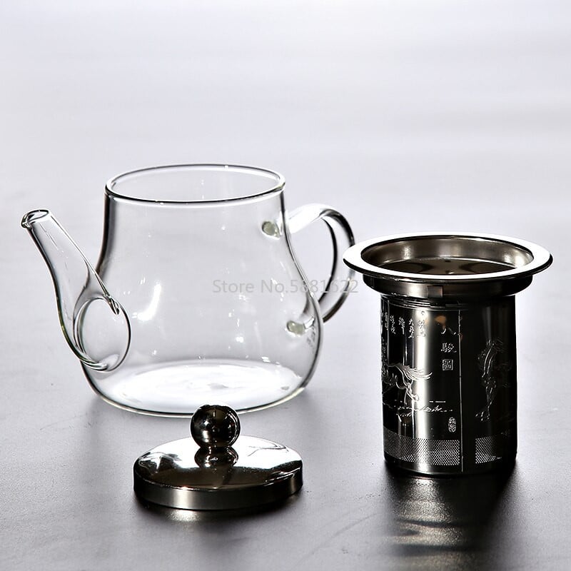 Hőálló üveg teáskanna Infuser teáskanna üveg teáskészlettel