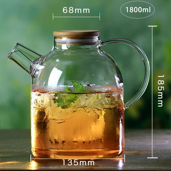 Топлоустойчив чайник Кана за студена вода Чаша Бутилка от високо боросиликатно стъкло Голям капацитет 34oz / 61oz газ