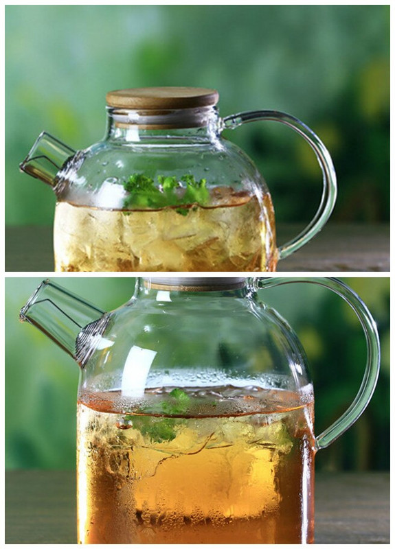 Hőálló teáskanna hideg vizes kancsó csésze nagy boroszilikát üvegpalack nagy kapacitású 34oz / 61oz gass