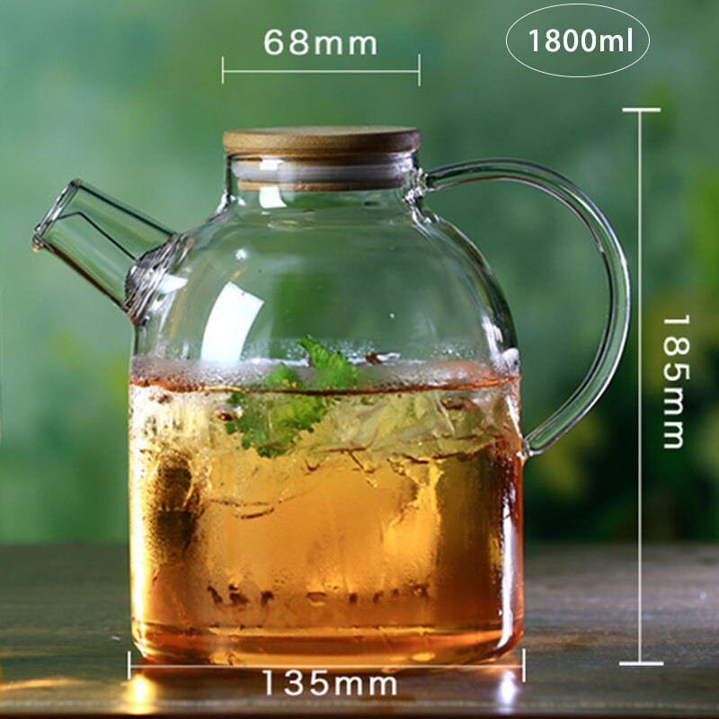 Hőálló teáskanna hideg vizes kancsó csésze nagy boroszilikát üvegpalack nagy kapacitású 34oz / 61oz gass