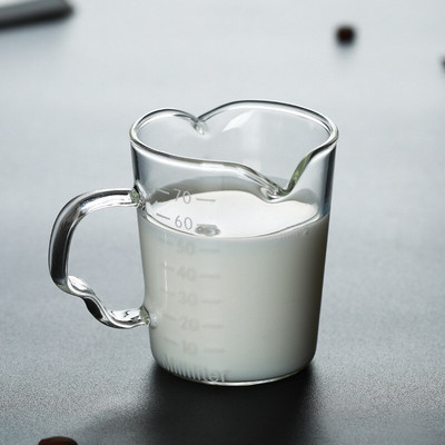 Üveg tejeskancsó ikerkiöntő Kávékrémmártás Kézműves Kávéskávékancsó kancsó 70 ml-es 2 db-os Barista tejhabosító kancsó