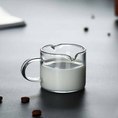 Üveg tejeskancsó ikerkiöntő Kávékrémszósz Kézműves Kávé Latte Kancsó Barista Tejhabosító Kancsó 70ml 2 db