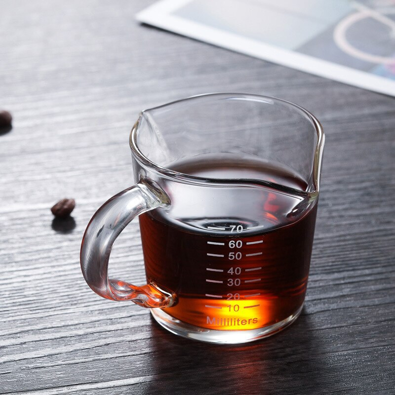 Üveg tejeskancsó ikerkiöntő Kávékrémszósz Kézműves Kávé Latte Kancsó Barista Tejhabosító Kancsó 70ml 2 db