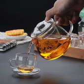 Love Tea hőálló üveg teáskanna csésze szűrőfallal Üvegcsésze Kung Fu teáskészlet, magas hőmérsékletű robbanásbiztos tea infúzióval