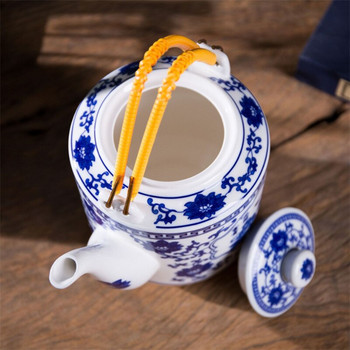 Jingdezhen Керамичен филтър Чайник Голям капацитет Студен чайник Синьо-бял порцеланов ръчно изработен чайник Китайски кунг-фу комплект чай 2L