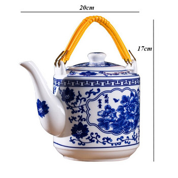 Jingdezhen Керамичен филтър Чайник Голям капацитет Студен чайник Синьо-бял порцеланов ръчно изработен чайник Китайски кунг-фу комплект чай 2L
