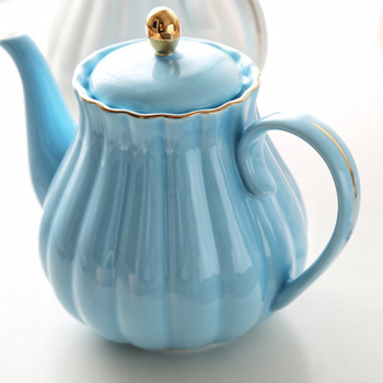 MUZITY Κεραμική Τσαγιέρα σε σχήμα κολοκύθας Ζωγραφισμένη στο χέρι από χρυσό κόκκαλο China Teapot With Tea Strainer Κομψό σετ τσαγιού 1L