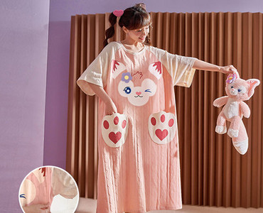 Cămașă de noapte pentru alăptare, cu mâneci lungi