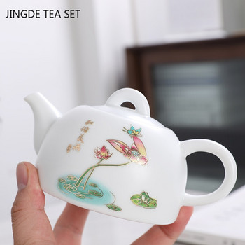 Китайски класически керамичен чайник Домакински филтър Чайник Ръчно изработен сервиз за чай Аксесоари Персонализирана машина за чай от бял порцелан 220 ml