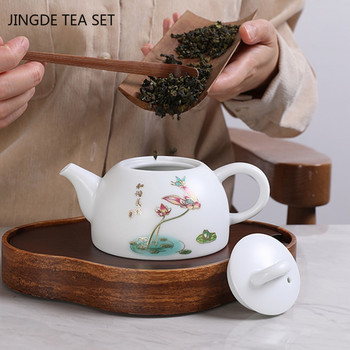 Китайски класически керамичен чайник Домакински филтър Чайник Ръчно изработен сервиз за чай Аксесоари Персонализирана машина за чай от бял порцелан 220 ml