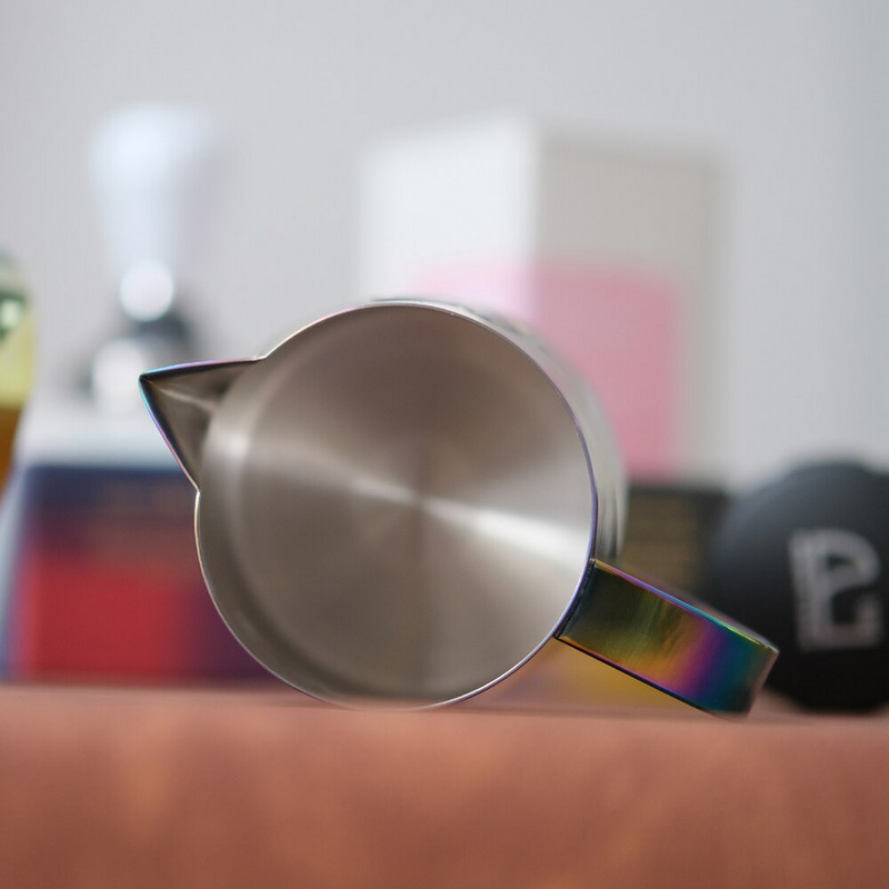 Little Swan ulcior pentru spumare cu lapte aburind, din oțel inoxidabil, ulcior de lapte antiaderent, ceașcă cu flori, cafea, cappuccino, latte