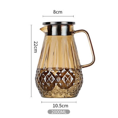 Karščiui atsparus stiklinis arbatinukas, sprogimui atsparus virdulys Buitinis vandens butelis Skaidrus kavos arbatos puodas Virtuvė didelės talpos sulčių ąsotis