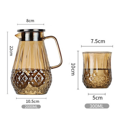 Karščiui atsparus stiklinis arbatinukas, sprogimui atsparus virdulys Buitinis vandens butelis Skaidrus kavos arbatos puodas Virtuvė didelės talpos sulčių ąsotis