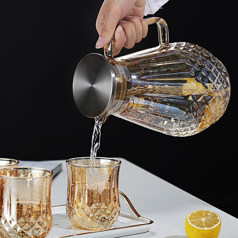 Karščiui atsparus stiklinis arbatinukas, sprogimui atsparus virdulys Buitinis vandens butelis Skaidrus kavos arbatos puodas Virtuvė didelės talpos sulčių ąsotis