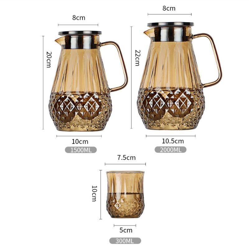 Karščiui atsparus stiklinis arbatinukas, sprogimui atsparus virdulys Buitinis vandens butelis Skaidrus kavos arbatos puodas Virtuvė didelės talpos sulčių ąsotis