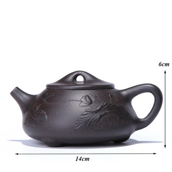Лилав глинен чайник Yixing, ръчно изработен чайник от черна руда, кал, кунг-фу, лотос с топчен филтър, креативен офис чайник, чайник, подарък