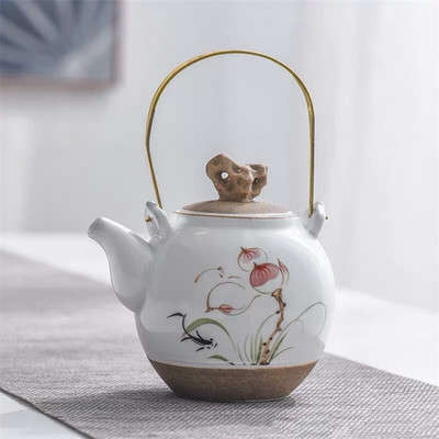Keraminis rankomis dažytas biuro arbatinukas Buitinis didelis retro stiliaus virdulys Kung Fu arbatos rinkinys Jingdezhen keramikos filtras arbatos virimo aparatas arbatos indas