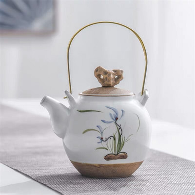 Keraminis rankomis dažytas biuro arbatinukas Buitinis didelis retro stiliaus virdulys Kung Fu arbatos rinkinys Jingdezhen keramikos filtras arbatos virimo aparatas arbatos indas