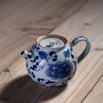 Японски синьо-бял порцеланов чайник Офис кунг-фу чайник Керамична чаша за чай Ретро чайник Сервиз за чай Домакински прибори за чай Съдове за напитки