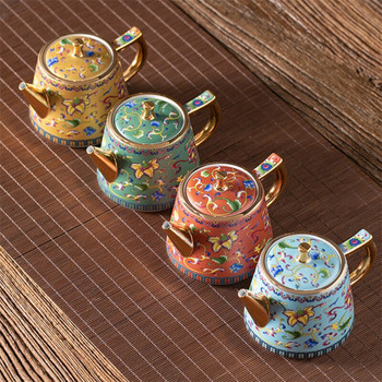Керамична офисна кана за чай със златна дръжка Домакински емайлиран цветен филтър Чайник Обикновен чайник с голям капацитет Чайник с китайски прибори за чай