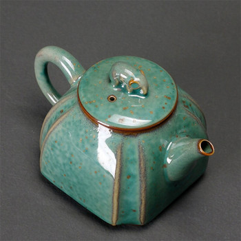 Керамична зелена глазура Пещ за смяна на кунг-фу чайник Домакински ретро чайник Винтидж керамика Офис кана за чай Китайски прибори за чай Комплект чай