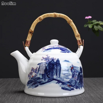 NOOLIM Μεγάλης χωρητικότητας κεραμική τσαγιέρα υψηλής θερμοκρασίας με λαβή και φίλτρο Jingdezhen White Porcelain Restaurant Teapot