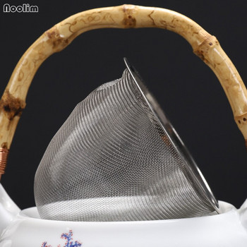 NOOLIM Μεγάλης χωρητικότητας κεραμική τσαγιέρα υψηλής θερμοκρασίας με λαβή και φίλτρο Jingdezhen White Porcelain Restaurant Teapot