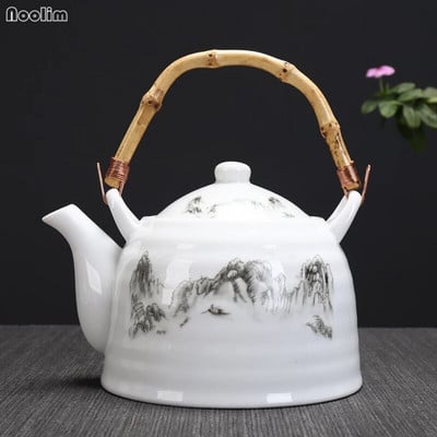 NOOLIM nagy kapacitású kerámia magas hőmérsékletű teáskanna fogantyúval és szűrővel Jingdezhen fehér porcelán étterem teáskanna