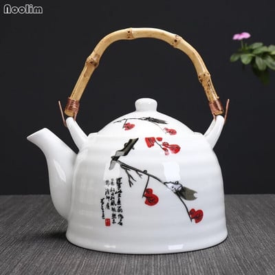NOOLIM nagy kapacitású kerámia magas hőmérsékletű teáskanna fogantyúval és szűrővel Jingdezhen fehér porcelán étterem teáskanna