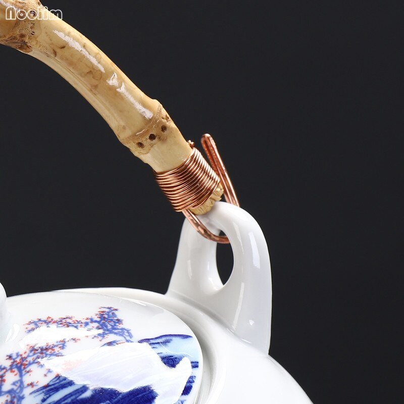 NOOLIM nagy kapacitású kerámia magas hőmérsékletű teáskanna fogantyúval és szűrővel Jingdezhen fehér porcelán étterem teáskanna