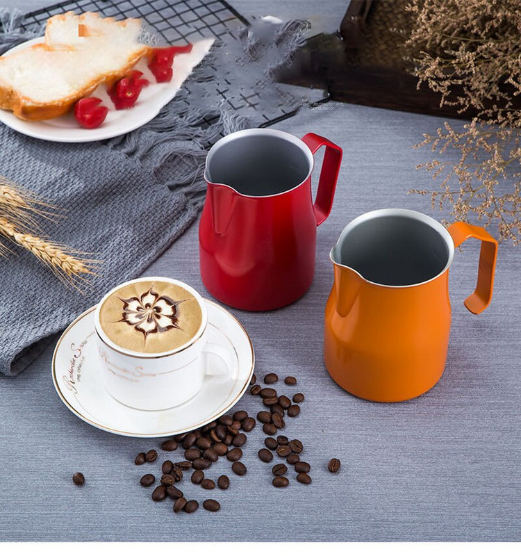 304 Rozsdamentes acél tejhabos csésze éles szájú olasz húzó virágcsésze hosszú szájú tejhab húzó virághengeres kávéfőző készülék