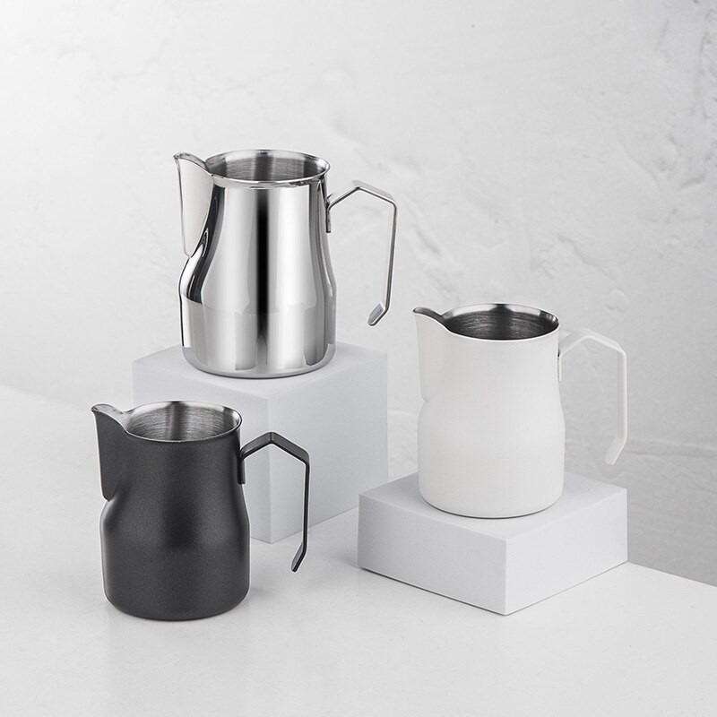 304 Rozsdamentes acél tejhabos csésze éles szájú olasz húzó virágcsésze hosszú szájú tejhab húzó virághengeres kávéfőző készülék