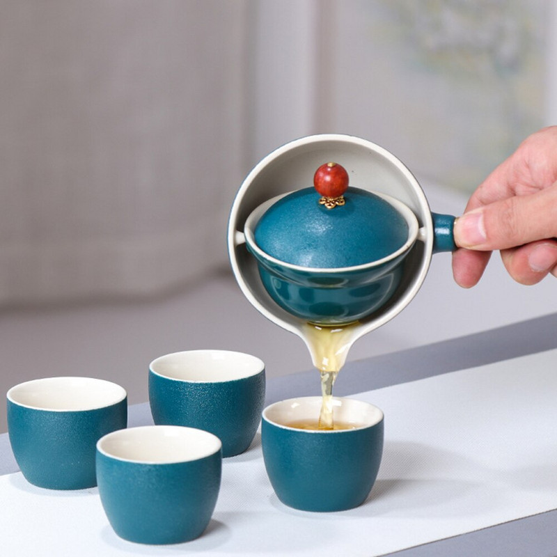 Hordozható virág, gyönyörű kínai kung fu teáskészlet teáskanna Kínai kung fu tea kültéri utazáshoz.