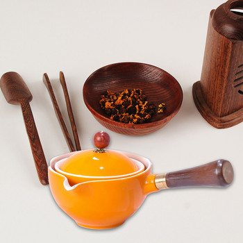 Φορητό κινέζικο Gongfu Kung Fu Tea Set 360 Rotating Teapot Ceramic Tea Infuser Ξύλινη λαβή κύπελλο κατσαρόλας για το γραφείο στο σπίτι