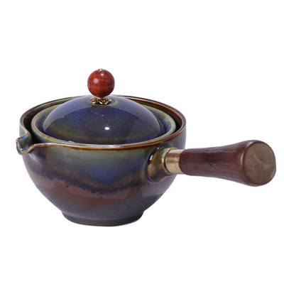 Hordozható kínai Gongfu Kung Fu teáskészlet 360 forgatható teáskanna kerámia teafőző Infuser fa fogantyús edény csésze otthoni irodába