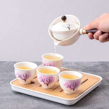 Керамичен въртящ се чайник Китайски кунг-фу чай за пътуване на открито Чаша Чайник