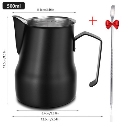 500 ml 304 nerūdijančio plieno rankinis Mota pieno ąsočio putotuvas, Latte pieno plaktuvas su graduotu pieno ąsočiu