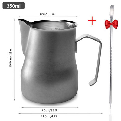 500 ml 304 nerūdijančio plieno rankinis Mota pieno ąsočio putotuvas, Latte pieno plaktuvas su graduotu pieno ąsočiu