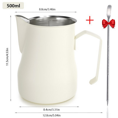 500 ml 304 nerūdijančio plieno rankinis Mota pieno ąsočio putotuvas, Latte pieno plaktuvas su graduotu pieno ąsočiu