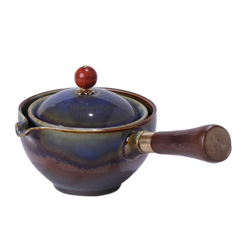 Китайски сервиз за чай Gongfu Преносим чайник 360 въртене Чайник Полуавтоматичен чайник Саксия с дървена дръжка