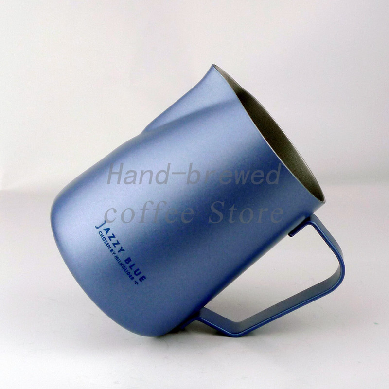 350 ml 600 ml rozsdamentes acél kávéscsésze tejhabos edény Jazz kék habosító edény Többcélú kávéművészeti csésze